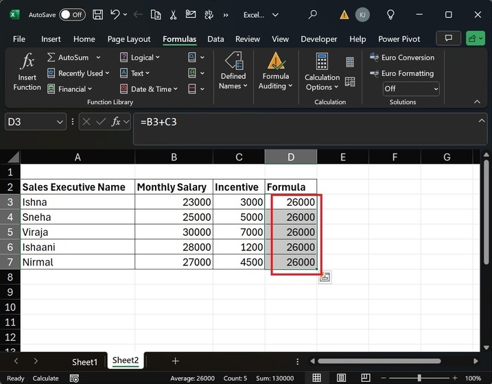 Make Formulas auto-update in Excel 3
