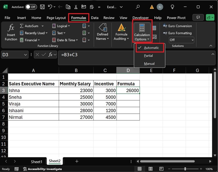 Make Formulas auto-update in Excel 4