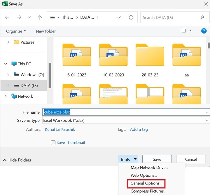 Password Protect an Excel File 1