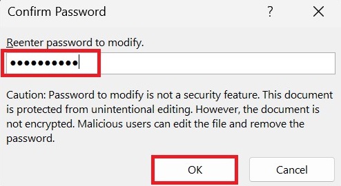 Password Protect an Excel File 3