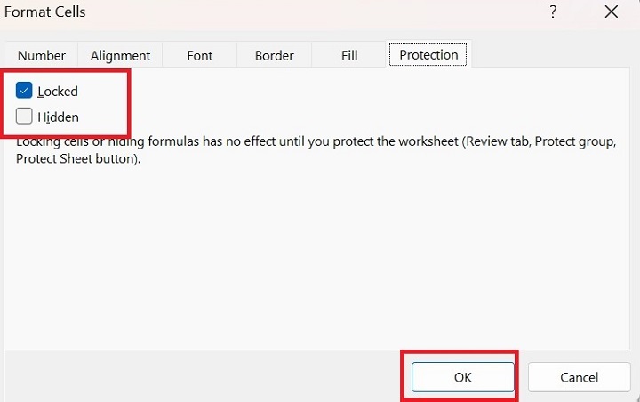 Protection Tab in Excel