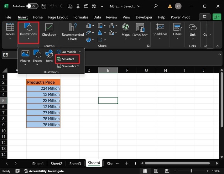 SmartArt Graphic in Excel