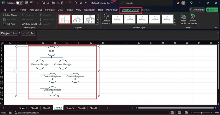 SmartArt Hierarchy in Excel 4