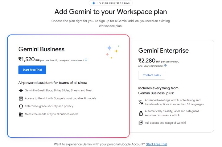 Plans for Google Workspace and Gemini Integration