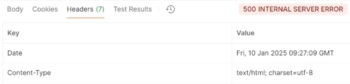 500 internal server error