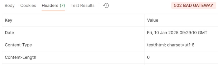 502 bad gateway