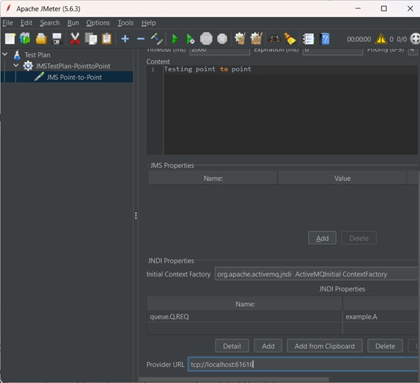 JMS Point to Point Sampler