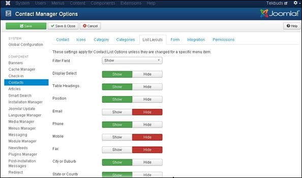 Joomla Adding Contacts