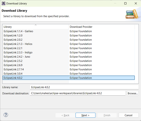 Download Library Dialog Box