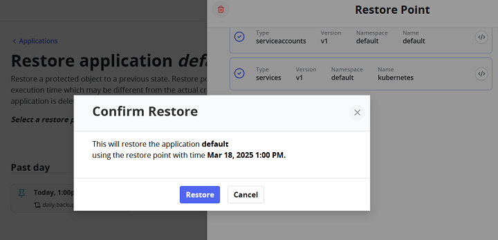 Restoring an Application from a Backup 1