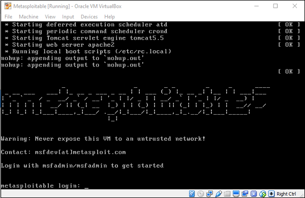 Metasploitable Login