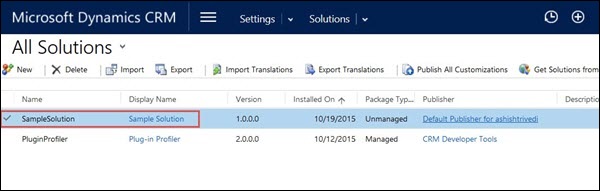 Mscrm Export Solution Step 1