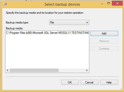 Select Backup Device