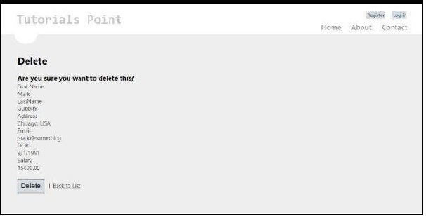 MVC advanced Application Details Delete