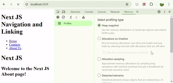 Next.js Memory Usage Heap