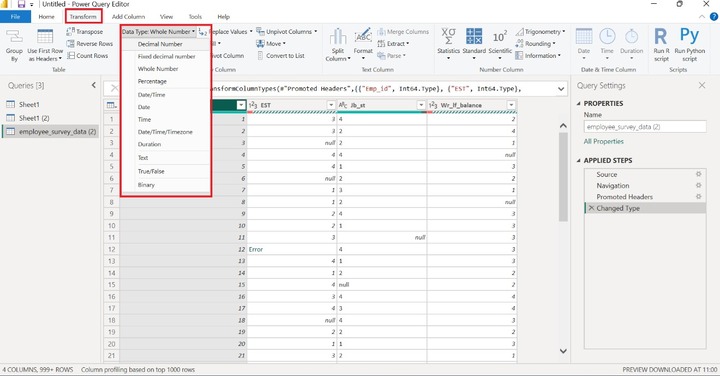Change Column Data Type