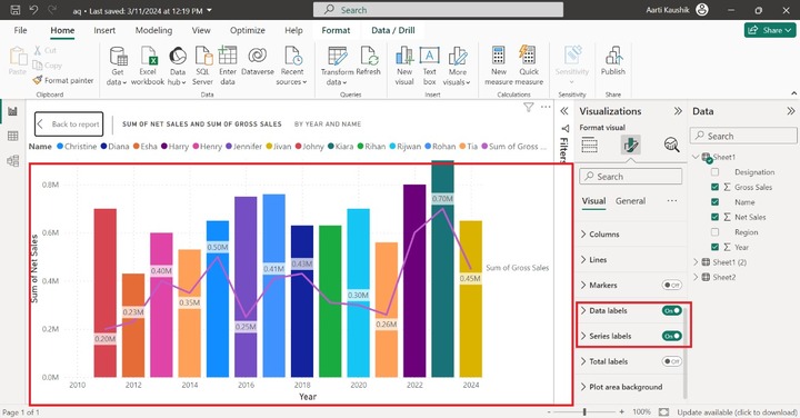 Data Labels and Series Labels