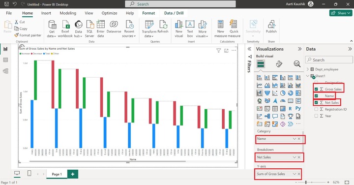 Develop a Waterfall Chart in Power BI 3
