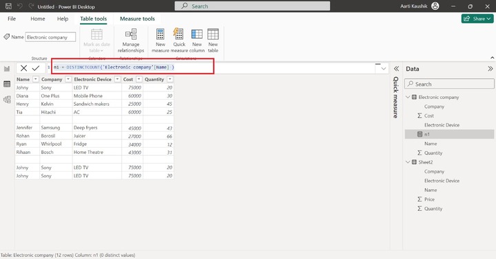 DISTINCTCOUNT Function