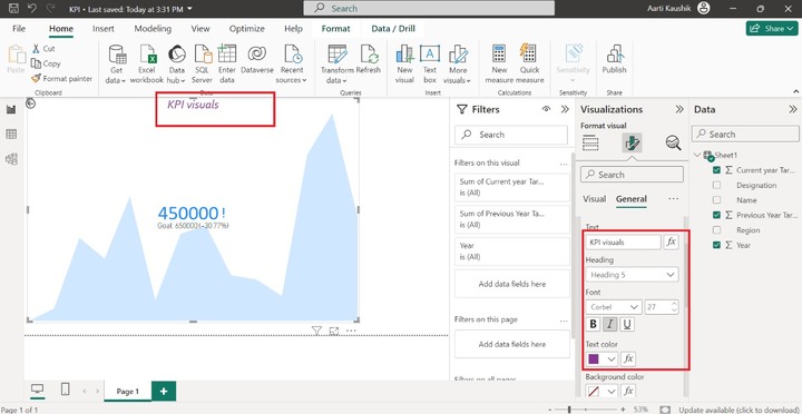 Format a KPI Visual 10