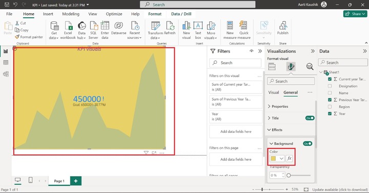 Format a KPI Visual 11