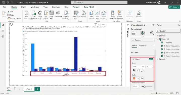 Format Line and Clustered Column Chart 1
