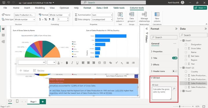 Format the Smart Narrative Visual 8