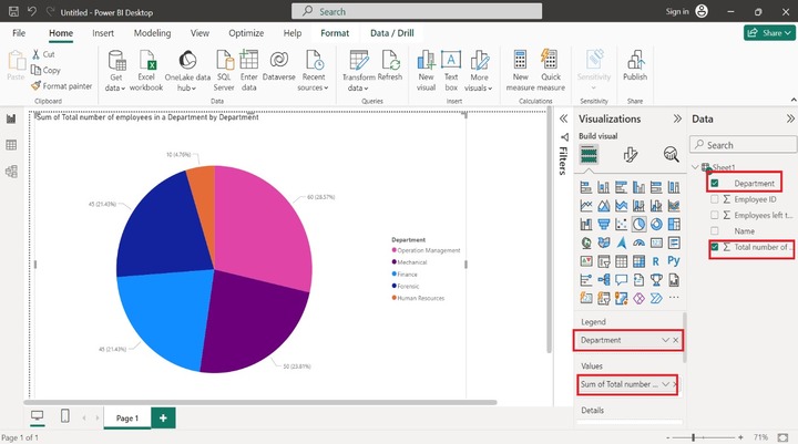 Generate a Pie Chart in Power BI 2
