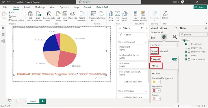 Generate a Pie Chart in Power BI 8