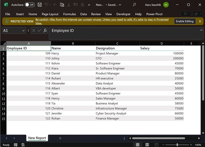 Importing xls Files16