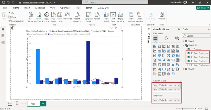 Line and Clustered Column Chart 2
