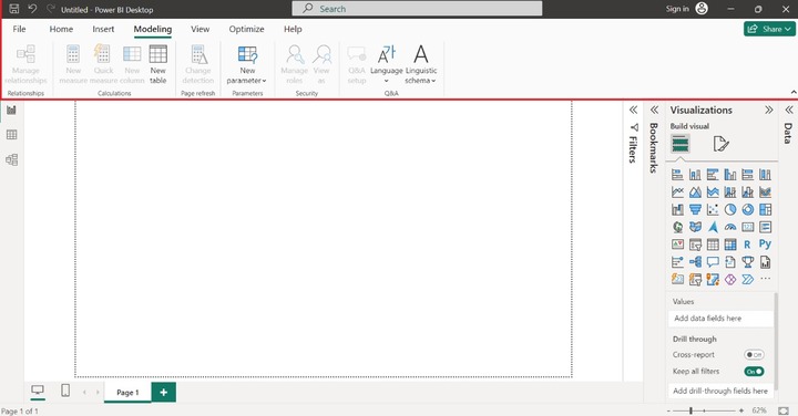 Modeling Tab Power BI Desktop Window