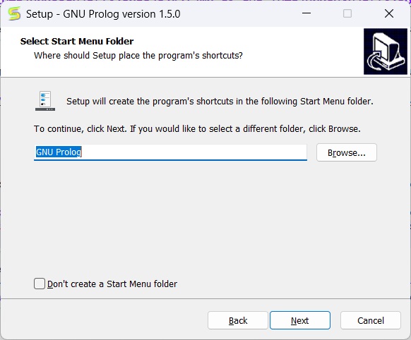 Select Start Menu Folder
