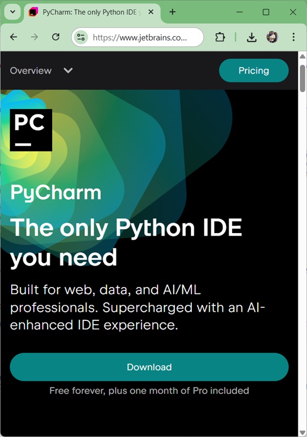 Download Pycharm