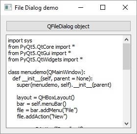 QFileDialog Widgets