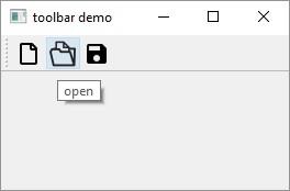 QToolBar Widgets Output