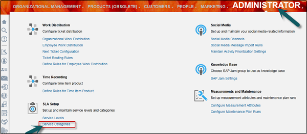 Maintain Service Category
