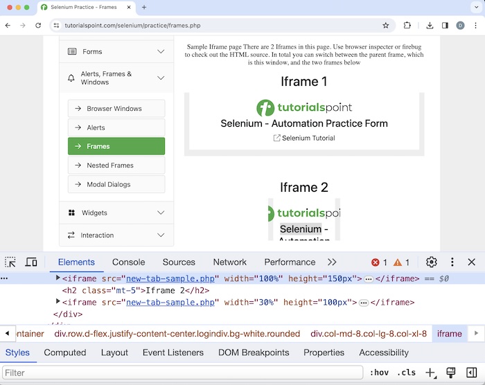 Selenium Handling IFrames 3