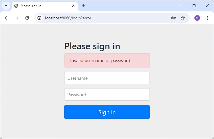 Form Authentication with Invalid Credential