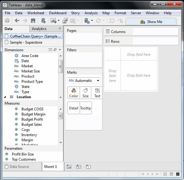 data blend display coffee