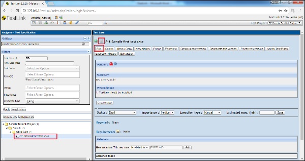 Step2 Edit Test Case