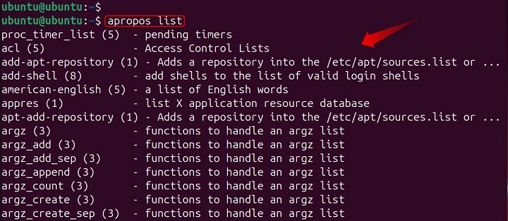 apropos Command Linux 1