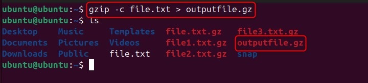 Compress to Standard Output in gzip