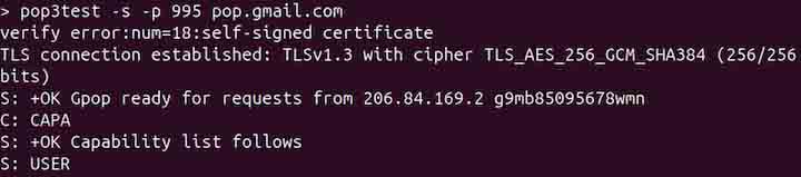 Connecting to a Secure POP3 Server