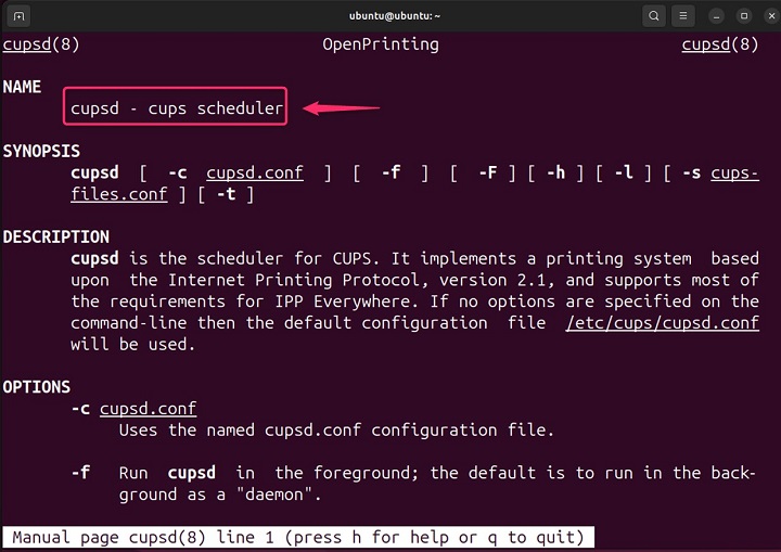 cupsd Command man Page