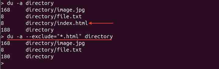 Displaying Disk Usage Excluding Specific Files 1