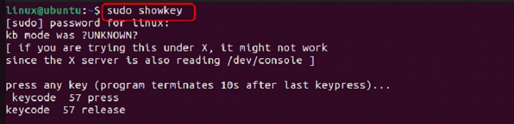 Displaying Keycodes in Decimal Format Using showkey