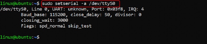 Displaying Serial Port Settings Using setserial