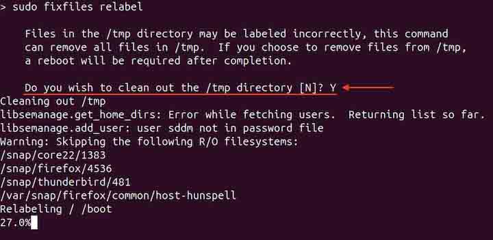 fixfiles Command in Linux5