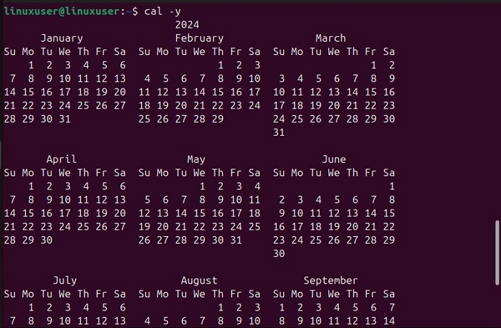 Getting the Current Years Calendar